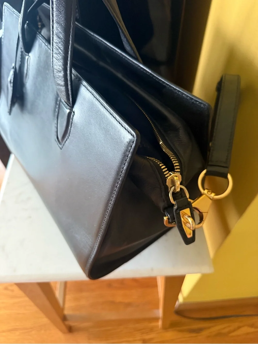 Alexander Wang Black Leather Satchel with Gold Hardware (Gently Used)